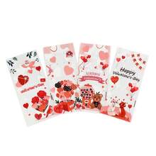 10个/25个装情人节糖果袋，情人节礼物袋，情人节派对包装袋，心形透明饼干、巧克力、爆米花包装袋，平底袋，适用于节日、情人节、婚礼派对