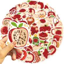 50pcs Red Apple Paradise Fruits Stickers Notebook Stationary Scrapbook Laptop Phone Guitar Kawaii Fruit Decal - Multicolor - View 2