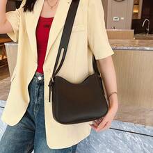 1 Black PU Shoulder Bag, Fashionable And Simple, Suitable For Women's Daily Outings