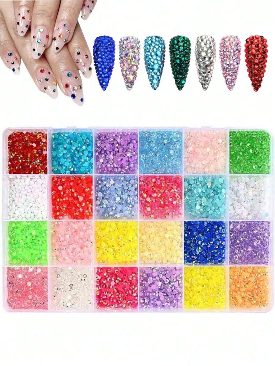 3500 viên đá giả kim cương bằng nhựa dẻo, nhiều màu sắc, kích thước 3mm, mặt phẳng, dùng trong nghệ thuật đính đá, bộ dụng cụ lấp lánh cho nghệ thuật làm móng, thủ công, trang điểm móng tay và các vật dụng làm móng khác. - Nhiều màu - Xem 1
