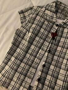 女士复古休闲修身格子衬衫，夏季 - 彩色 - 查看 5