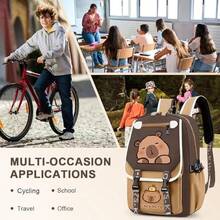 Mochila escolar impermeable de carpincho para niños, gran capacidad multifuncional con estuche para lápices, ideal para escuela y viajes - como en la foto - Ver 5