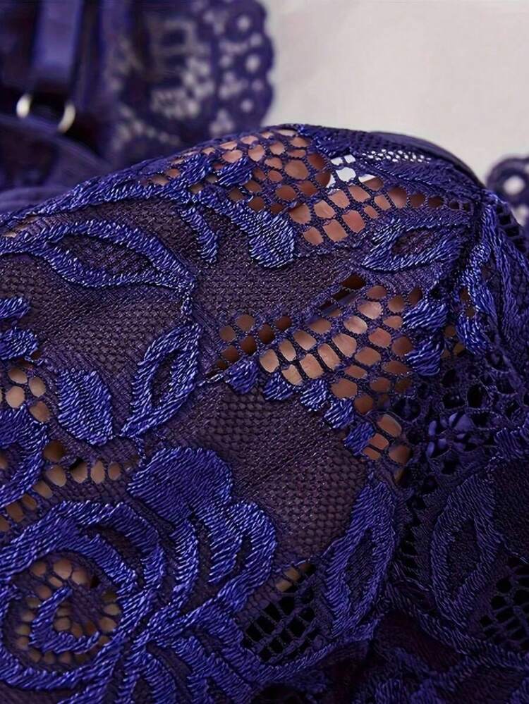 U.S. Shipping Set Women's Lace Lotus Women's Underwear Set Bedroom Bathroom Underwear Party Universal Underwear Set Suitable For Going Out - Màu tím - Xem 7