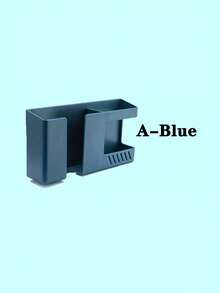 1pc Large Plastic Wall-Mounted Phone Stand/ Storage Box/ Remote Control Holder With Charging Port Bottom Wall Shelf - Large White - View 8