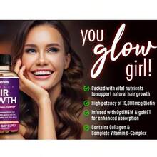 24-In-1 Advanced Hair Growth Vitamins | Biotin 10,000mcg, Collagen, Patented OptiMSM, GoMCT, Saw Palmetto | Naturally Regrow Stronger & Healthier Hair, Skin And Nails | Stops Hair Loss | 60 Day Supply - 2瓶 - 查看 6