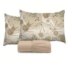 King Size 3-Piece Sheet Set, 400 Thread Count Cotton, Soft Touch, With Elastic And Printed Pillowcases, 50x70cm - Rust Brown - View 1