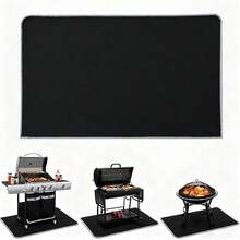 1 BBQ Mat, 59 Inches Long, Outdoor Grill Flame Resistant Mat - Oil And Stain Resistant, Reusable BBQ Mat - Wood And Grass Protection Mat, Essential For Outdoor Grilling, BBQ Accessories, Kitchen Accessories - Black - View 2
