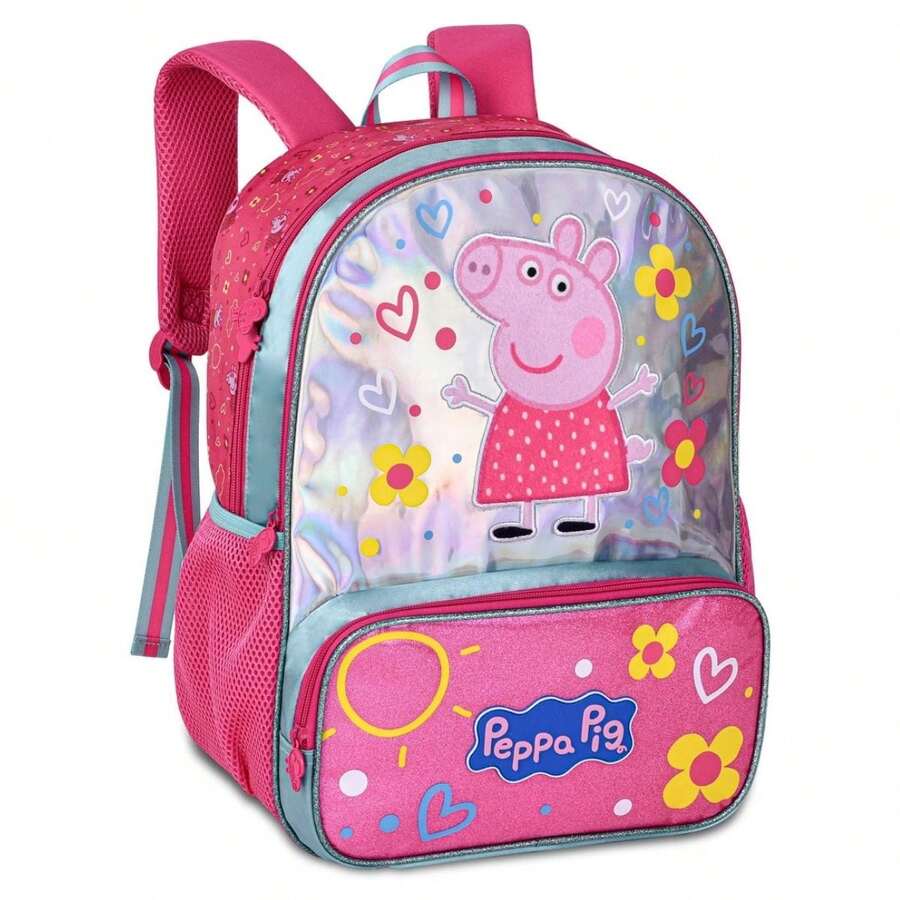 Mochila Infantil Grande Pig Holográfico - Clio Style material escolar material escola papelaria - Pink - Visão 1