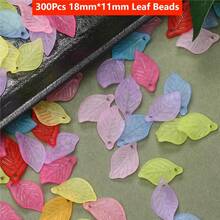 300Pcs 18*11mm Candy Color Acrylic DIY Jewelry Making Frosting Leaf Mini Pendant Jewelry Accessories - 300個18x11毫米樹葉珠 - 查看 7