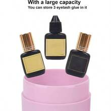 ZJchao Caja de Almacenamiento para Pegamento de Pestaas, Contenedor de Extensin de Pestaas con Presin Negativa, Tarro Organizador para Adhesivo de Pestaas, Caja de Almacenaje Estable Negro - Rosa - Ver 2