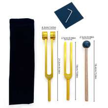 Aluminum Alloy Tuning Fork, 128Hz/256Hz/528Hz Frequency Adjustment, Yoga Meditation Energy Regulator With Mallet And Velvet Bag - Gold - View 17