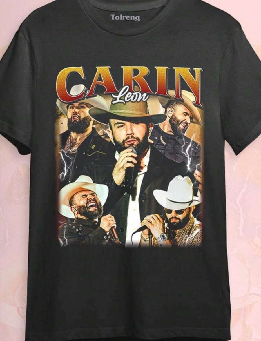 Carin Leon T-Shirt_ Mexican Singer Music Concert Graphic Tee - màu đen - Xem 1