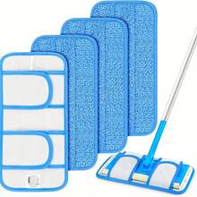 5-Piece Set Of Heavy-Duty Reusable Mop Pads (Excluding Mop) -10.8-Inch Oversized Washable Microfiber Cleaning Pad, Suitable For Both Dry And Wet Cleaning Replacement Pads For Hardwood, Ceramic Tiles, And Vinyl Flooring (5-Piece Set), Compatible With Multiple Mop Machines, Wear-Resistant Fabric Structure, High-Quality Materials, Suitable For Busy Families To Use 8KXM - Blue (27.5 X 15.5 Inches) - View 1