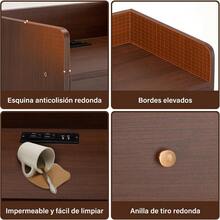 Office Furniture SetBuros para Recamara con Estación de Carga Mesa de Noche Buro con Estación de Carga y Puertos USB/AC Mesita de Noche Moderna de 3 Pisos para Hogar Oficinas Camas Dormitorios - Marrn - Ver 6