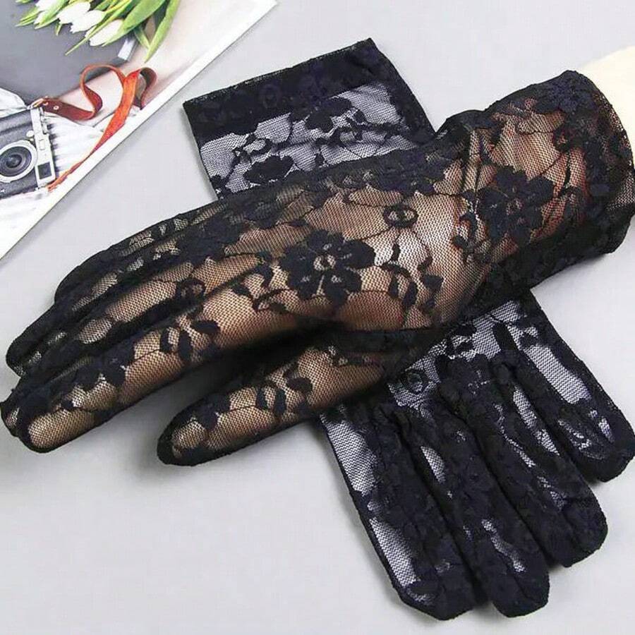 Găng tay ren mùa hè thanh lịch - Găng tay lái xe nhẹ, thoáng khí, chống tia UV - Găng tay ren chống nắng - Xem 1