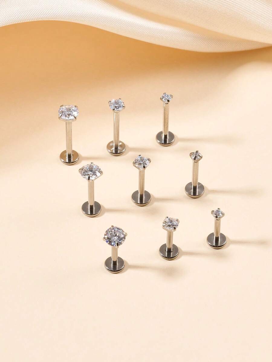 16G Titanium Alloy Lip Stud 3mm Ball CZ Lip Ring Monroe Lip Ring For Women, G23 Cartilage Earring, Barbell Length 6mm 8mm 10mm Body Piercing Jewelry - Lip Stud - View 1