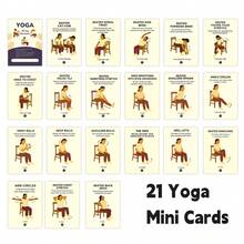 21pcs Chair Yoga Guide Cards Set, Basic Yoga Practice Cards, Yoga Poses Illustrated Step-By-Step Guide, Suitable For Beginners And Elderly, Gentle Movement Stretching Teaching Cards - Multicolor - View 3