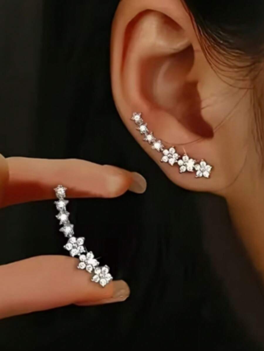 Bông tai hoa bằng thép không gỉ sáng bóng - Bông tai viền thanh lịch, ít gây dị ứng, phù hợp với da nhạy cảm, quà tặng ngày Valentine, trang sức cưới và đeo hàng ngày. - Bạc - Xem 1