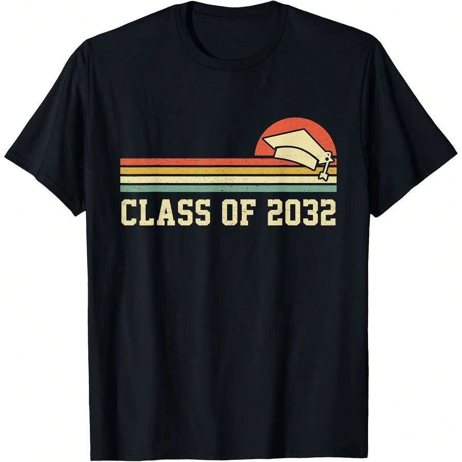 First Day Of School ClOf 2032 College Graduation Gift T- - Black - View 1