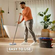 RinseClean Spin Mop Bucket System Clean With Clean Removes 99 Of Bacteria - Bộ lau nhà xoay Rinseclean kèm xô + 3 miếng lau thay thế + Hệ thống vệ sinh - Xem 5