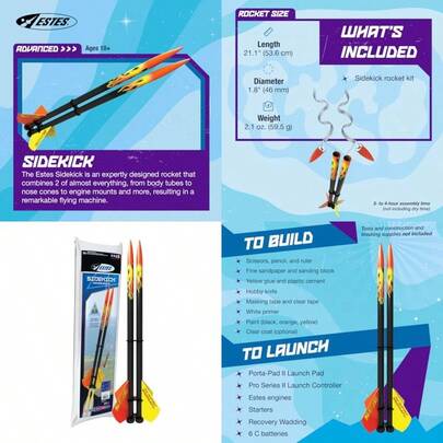 7287 Sidekick Rocket-Building Kit Advanced Flying-Rocket-Model Kit For Ages 10+An Excellent Tool For Introducing Space Science