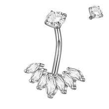 1 pieza Anillo de ombligo con flor de marquesa de acero inoxidable y circonita, 14G, con colgante de circonita, piercing inverso de joyería para el ombligo - Como se muestra en la imagen - Ver 17