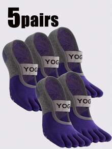 5/3/1 Pares Meias Esportivas com Cinco Dedos para Mulheres, Meias Curtas de Barco para Tornozelo Feminino, Adequadas para Ioga, Atividades ao Ar Livre, Pilates, Meias Curtas para Tornozelo, Antiderrapantes, Adequadas para Leggings, Corrida, Fitness, Pular Corda, Dança, Pilates, Meias Esportivas para Tornozelo - Multicolorido - Visão 15