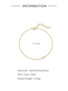 EleRunis 1PC 925 Sterling Silver Marquise Opal Bracelet Marquise 18K Gold Plated Birthstone Crystal Jewelry For Woman Mother Wife Girlfriend - Gold - View 6