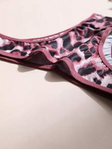 4 piezas Bikini sexy de leopardo para mujer con bragas de cintura en V sin costuras, de seda de hielo, suave, cómodo y transpirable, lencería interior para yoga, deportes y uso diario - Multicolor - Ver 6