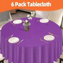 Purple 6 Pack Plastic Table Cloth 84\, Disposable Round Tablecloth Table Cover, Plastic Tablecloths For Parties,Round,Purple - 紫色 - 查看 6