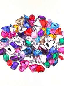 Asymmetrical Flat Back Acrylic Rhinestones, 50/100/200pcs Multi-Shape Diamond Gems, DIY Decorative Accessories, Suitable For Jewelry Making, Clothing, Shoes And Bags - Multi-color 2 - View 3