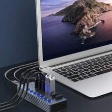 USB HubsUSB3.0 Hubs Splitter 1 A 7 Puertos Hubs De Datos USB con Interruptores Y Luces Encendido/Apagado Individuales para Conectores Puerto Múltiple Computadora Portátil PC PC - como en la foto - Ver 5