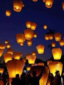 20/10/5/3pcs Pure White Wish Lights, Paper Lights/Sky Lights/Wish Lights, Made Of Flame-Retardant Materials, Write Wishes On The Lights And Release Them Into The Sky - Multicolor - View 4