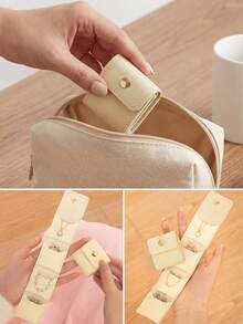 MIYIN Fashionable Mini Travel Jewelry Bag With Multiple Pockets,Minimalist Solid Color Anti-Scratch Jewelry Storage Bag,Earrings Bracelets Necklaces Rings Storage Bag Mini Travel Jewelry Roll Bag With Snap Buttons, Jewelry Rolls,PU Leather Jewelry Bag, Creative Portable Jewelry Bag, Earring Gift Bag Travel Organizer Travel Essentials Ladies Accessories Travelling Stuff Vacation Essentials - Multicolor - View 8