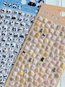 3D立体浮雕水晶贴纸，水果兔子图案，儿童手工教育DIY装饰贴纸，螺旋笔记本，办公学习用品，男女通用，提高工作效率，返校必备 - 彩色 - 查看 4