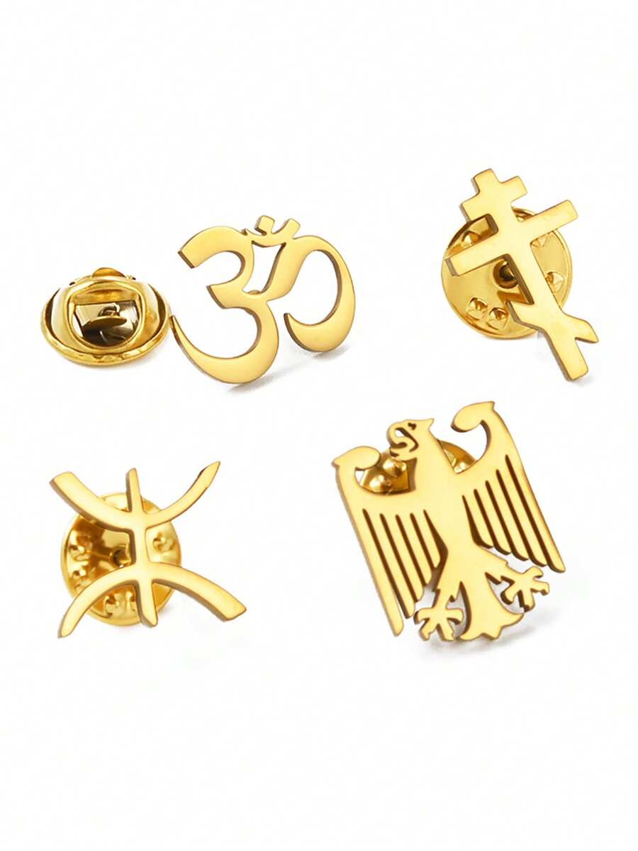 1 chiếc ghim cài áo hình đại bàng Đức, biểu tượng Om trong đạo Hindu, biểu tượng người Amazigh Berber ở Ma-rốc, và biểu tượng chữ thập Chính thống giáo Đông phương. - Nhiều màu - Xem 1