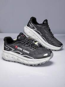 耐穿的徒步休闲鞋，减震情侣训练跑步鞋 - 黑與白 - 查看 3