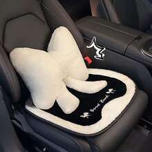 1pc Winter Car Seat Cushion, Soft And Warm, Cute Bow, Luxurious High-End Car Seat Cover, Universal For All Seasons