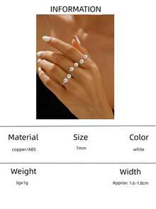 3pcs Zirconia Ring Set For Women, Adjustable Open Design, Suitable For Daily, Party, And Date Wear - White - View 6