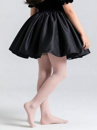 1 pieza Medias de red de diamantes de unicolor para niñas