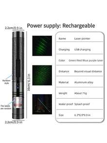 1pc Cat Toy Pointer, 2-In-1 Rechargeable, Pet Kitten Puppy Toy Chasing Pointer, Indoor Training Chasing Toy Pointer - Multicolor - View 20