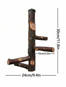 1个木制旋转鹦鹉架栖架笼配件，适用于鸟类 - 棕色 - 查看 3