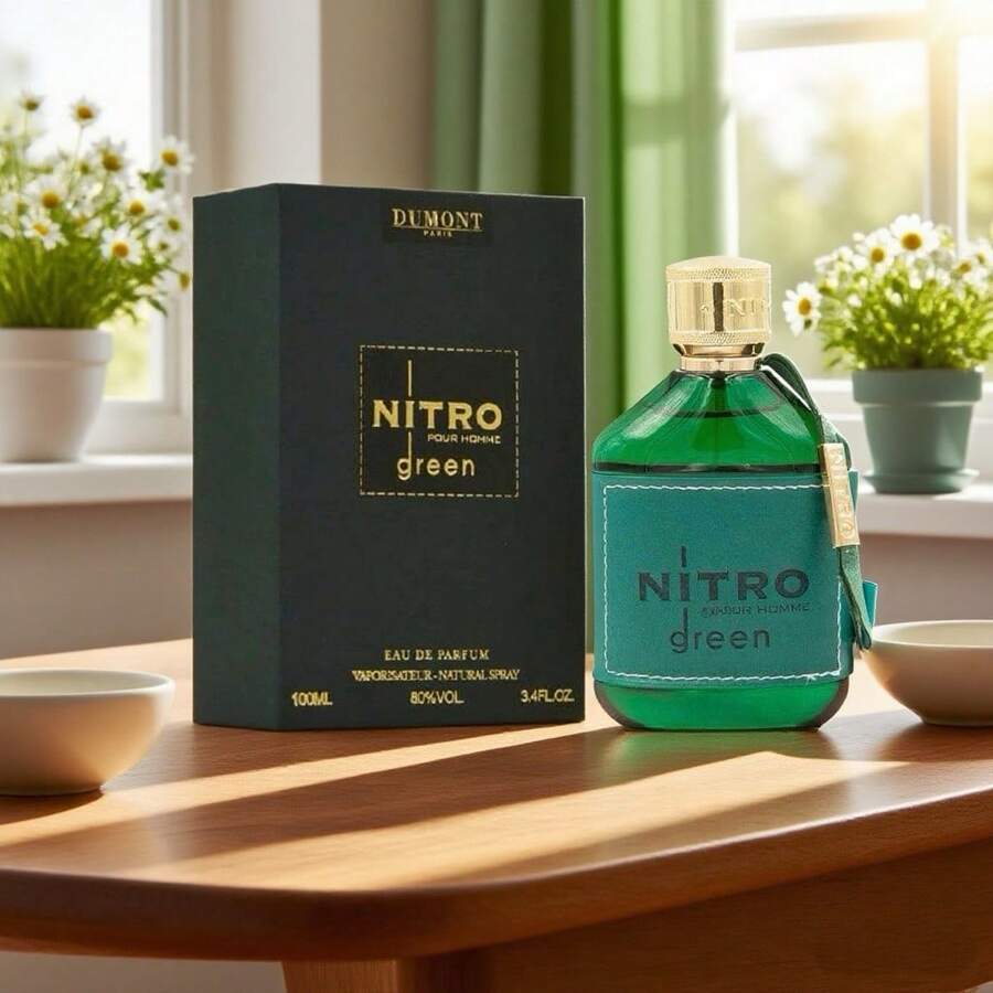 Dumont Nitro Green Eau De Parfum For Men & Women - Vibrant Green Floral Scent, Long-Lasting Fresh Woody Aquatic Musk Fragrance, 3.4fl.Oz Luxury For Day To Night Wear, Modern Elegant With Golden Cap, Versatile For Casual & Formal Occas .The Best Choice For Halloween And Christmas Gifts To Give To Family - Dương xỉ - Xem 1