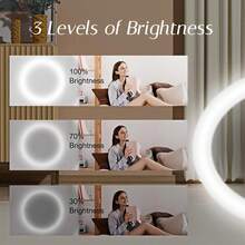 Pink Sunlight LED Travel Makeup Mirror | 1X/5X Dual Magnification, 5-Inch Large Clear Mirror | 3 Color Temperatures, Touch Dimmable | Foldable Portable, Magnetic Auto-Off | Type-C Rechargeable, Travel & Gift Essential - Hồng - Xem 6
