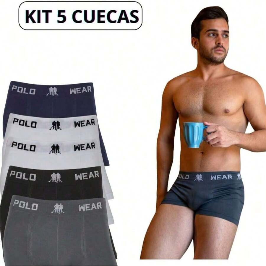 Kit 5 Polo Wear Men's Comfortable Seamless Microfiber Briefs - Multicolor - View 1