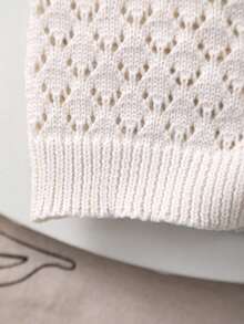 女童夏季针织圆领镂空设计休闲T恤 - 米色 - 查看 5