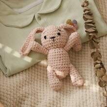 Handmade Crocheted Rabbit, Baby Rattle, Grasping Toy, 3D Adorable Design, Detailed, Attracts Baby's Attention, Develops Baby's Hearing, Perfect Birthday, Halloween, Christmas Gift For Baby