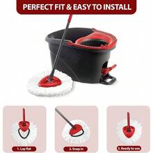 Mop Replace, 3 Pack Spin Mop Easywring 1 - System, Easy Cleaning, Microfiber, Washable - 6 Đầu + 1 Đế - Xem 4