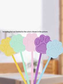Creative Cat-Claw Shaped Colorful Fly Swatter, Long-Handled Manual Fly & Mosquito Killer, Unbreakable Plastic Fly Swatter For Home Use. - Multicolor - View 6