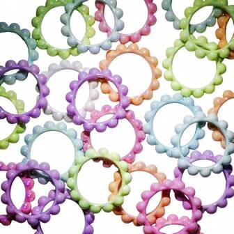 6 piezas/bolsa Cuentas redondas brillantes y lindas de acrílico con agujero para hacer accesorios DIY como llaveros, bolígrafos, encantos de bolso, joyería, regalos festivos